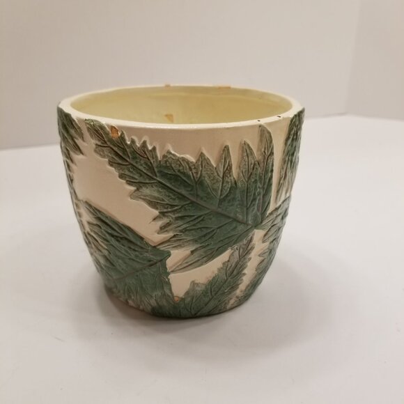 4" Ceramic Green Fern Painted Relief Planter Pacific Greenhouse - Picture 10 of 15